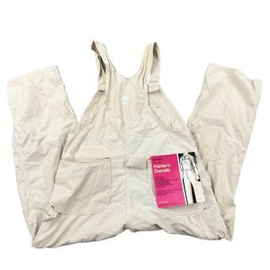 Vintage Big Mac Bibs Overalls Men 38x28 Cream White Sanforized Carpenter Painter